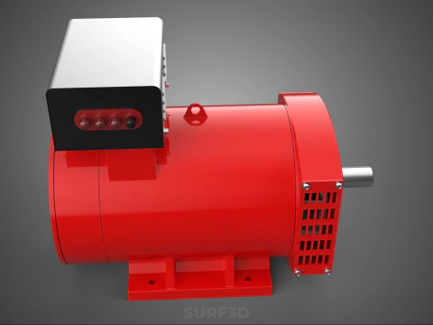 RED INDUSTRIAL AC GENERATOR ALTERNATOR DYNAMO MOTOR CONTROL BOX 3D Model