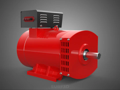 RED INDUSTRIAL AC GENERATOR ALTERNATOR DYNAMO MOTOR CONTROL BOX 3D Model