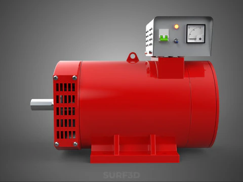 RED INDUSTRIAL AC GENERATOR ALTERNATOR DYNAMO MOTOR CONTROL BOX 3D Model