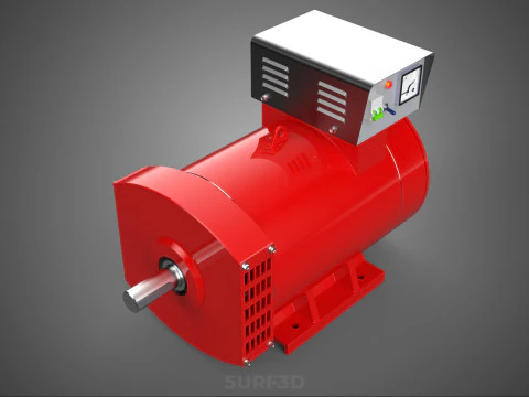 RED INDUSTRIAL AC GENERATOR ALTERNATOR DYNAMO MOTOR CONTROL BOX 3D Model
