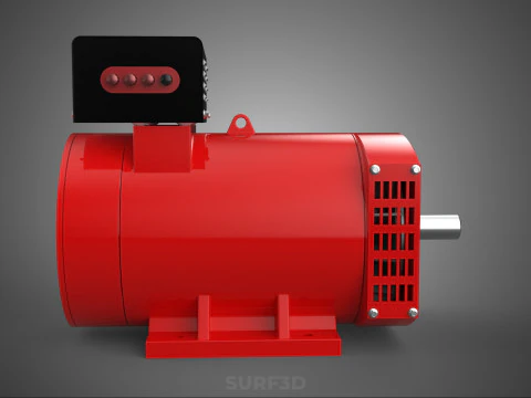 RED INDUSTRIAL AC GENERATOR ALTERNATOR DYNAMO MOTOR CONTROL BOX 3D Model