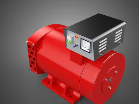 RED INDUSTRIAL AC GENERATOR ALTERNATOR DYNAMO MOTOR CONTROL BOX 3D Model