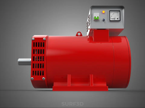 RED INDUSTRIAL AC GENERATOR ALTERNATOR DYNAMO MOTOR CONTROL BOX 3D Model