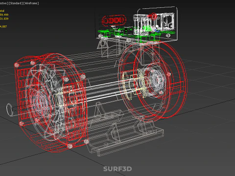 RED INDUSTRIAL AC GENERATOR ALTERNATOR DYNAMO MOTOR CONTROL BOX 3D Model