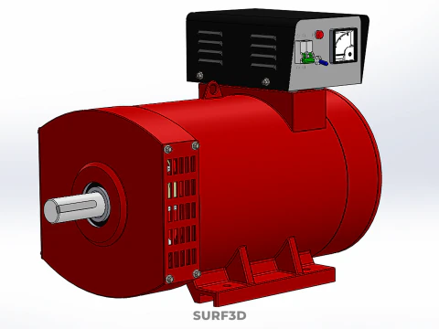 RED INDUSTRIAL AC GENERATOR ALTERNATOR DYNAMO MOTOR CONTROL BOX 3D Model