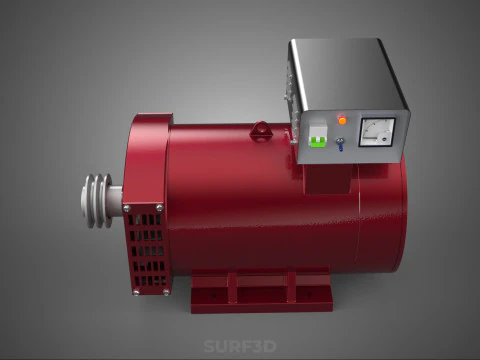 ELECTRICAL POWER GENERATOR MOTOR ALTERNATOR DYNAMO GENSET PULLEY 3D Model