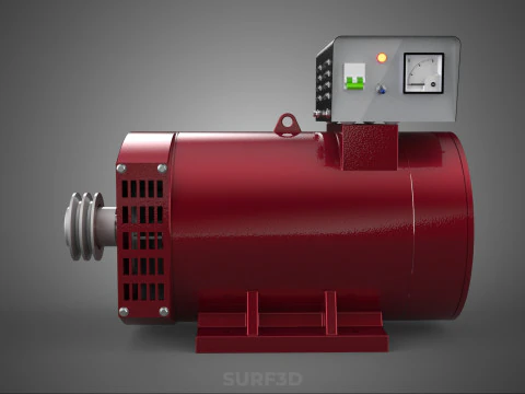 ELECTRICAL POWER GENERATOR MOTOR ALTERNATOR DYNAMO GENSET PULLEY 3D Model