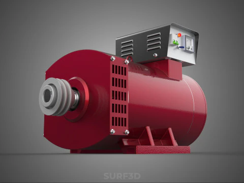 ELECTRICAL POWER GENERATOR MOTOR ALTERNATOR DYNAMO GENSET PULLEY 3D Model