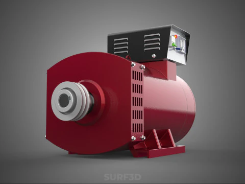 ELECTRICAL POWER GENERATOR MOTOR ALTERNATOR DYNAMO GENSET PULLEY 3D Model