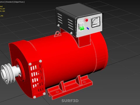 ELECTRICAL POWER GENERATOR MOTOR ALTERNATOR DYNAMO GENSET PULLEY 3D Model