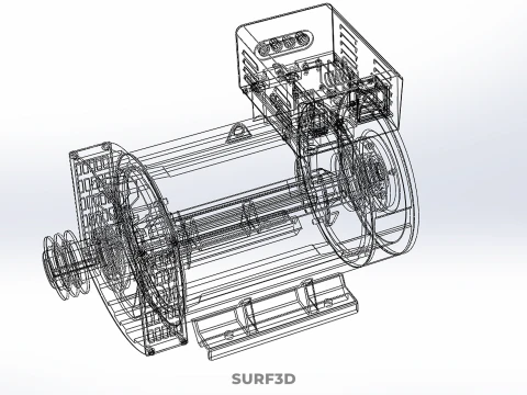 ELECTRICAL POWER GENERATOR MOTOR ALTERNATOR DYNAMO GENSET PULLEY 3D Model