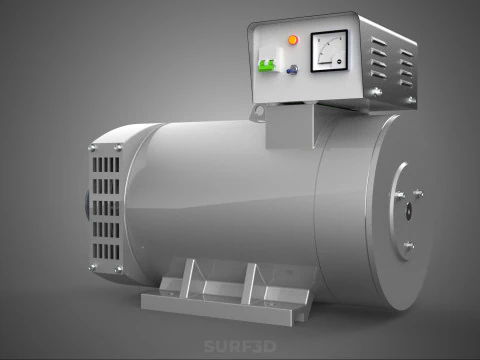 ENGINE MOTOR GENERATOR ALTERNATOR DYNAMO GENSET CONTROL PANEL KW 3D Model