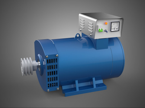 GERADOR EL&Eacute;TRICO AZUL MOTOR ALTERNADOR POLIA D&Iacute;NAMO 3 RANHURA Modelo 3D