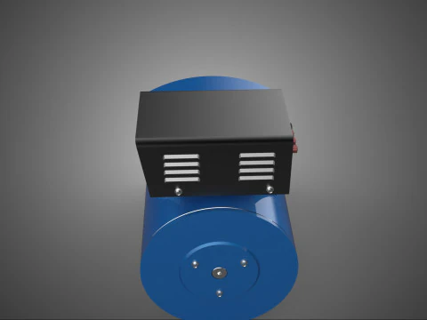 СИНИЙ ЭЛЕКТРИЧЕСКИЙ ГЕНЕРАТОР ДВИГАТЕЛЬ ГЕНЕРАТОРА ДИНАМО ШКИВ 3 КАНАВКИ 3D Модель