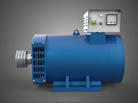 СИНИЙ ЭЛЕКТРИЧЕСКИЙ ГЕНЕРАТОР ДВИГАТЕЛЬ ГЕНЕРАТОРА ДИНАМО ШКИВ 3 КАНАВКИ 3D Модель