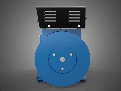 СИНИЙ ЭЛЕКТРИЧЕСКИЙ ГЕНЕРАТОР ДВИГАТЕЛЬ ГЕНЕРАТОРА ДИНАМО ШКИВ 3 КАНАВКИ 3D Модель