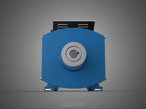 СИНИЙ ЭЛЕКТРИЧЕСКИЙ ГЕНЕРАТОР ДВИГАТЕЛЬ ГЕНЕРАТОРА ДИНАМО ШКИВ 3 КАНАВКИ 3D Модель