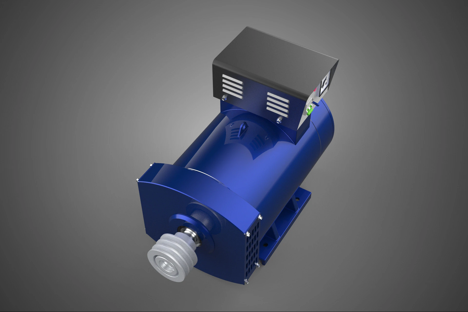 BLUE ELECTRICAL GENERATOR MOTOR ALTERNATOR DYNAMO SHEAVE 3 TRACK 3D Model .c4d .max .obj .3ds .fbx .stl .blend