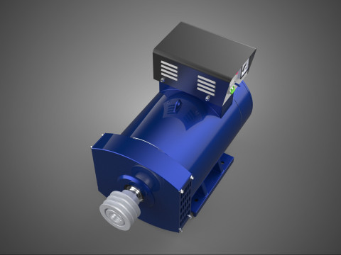 GERADOR EL&Eacute;TRICO AZUL MOTOR ALTERNADOR DYNAMO SHEAVE 3 TRACK Modelo 3D