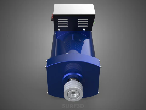 BLUE ELECTRICAL GENERATOR MOTOR ALTERNATOR DYNAMO SHEAVE 3 TRACK 3D Model