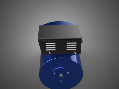 BLUE ELECTRICAL GENERATOR MOTOR ALTERNATOR DYNAMO SHEAVE 3 TRACK 3D Model