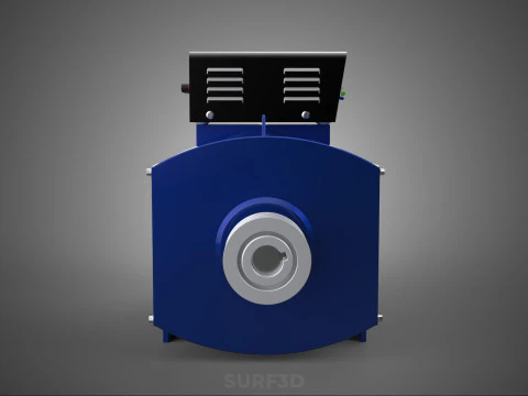 BLUE ELECTRICAL GENERATOR MOTOR ALTERNATOR DYNAMO SHEAVE 3 TRACK 3D Model