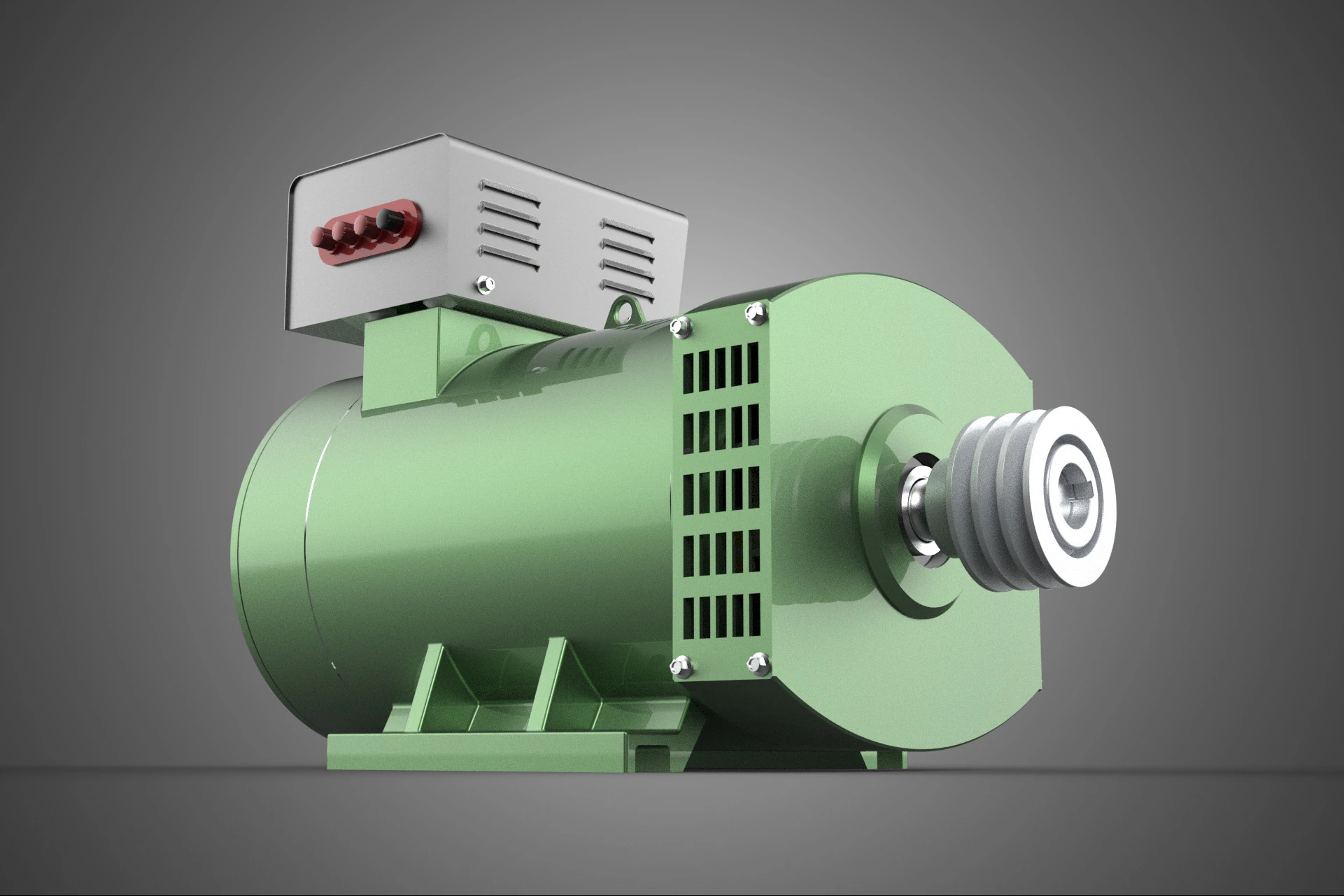 ELECTRICAL GENERATOR MOTOR ALTERNATOR DYNAMO TERMINAL BOX PULLEY 3D Model .c4d .max .obj .3ds .fbx .stl .blend
