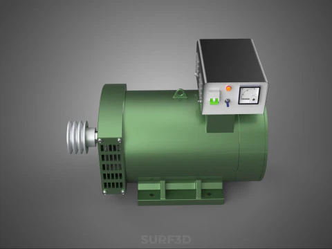 ELECTRICAL GENERATOR MOTOR ALTERNATOR DYNAMO TERMINAL BOX PULLEY 3D Model