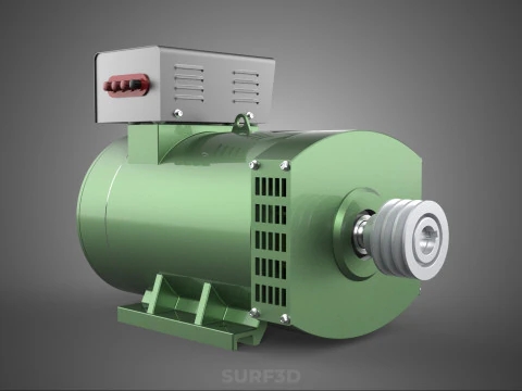 ELECTRICAL GENERATOR MOTOR ALTERNATOR DYNAMO TERMINAL BOX PULLEY 3D Model