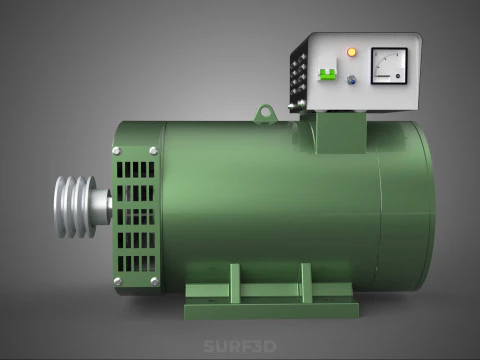 ELECTRICAL GENERATOR MOTOR ALTERNATOR DYNAMO TERMINAL BOX PULLEY 3D Model