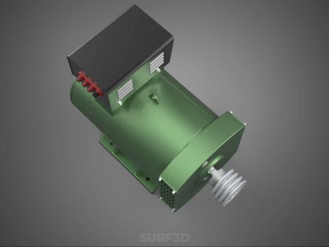 ELECTRICAL GENERATOR MOTOR ALTERNATOR DYNAMO TERMINAL BOX PULLEY 3D Model