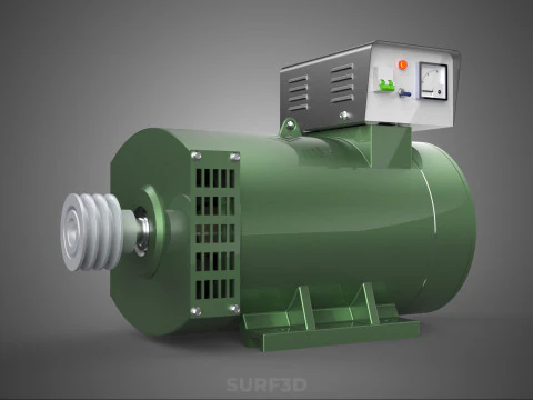 ELECTRICAL GENERATOR MOTOR ALTERNATOR DYNAMO TERMINAL BOX PULLEY 3D Model