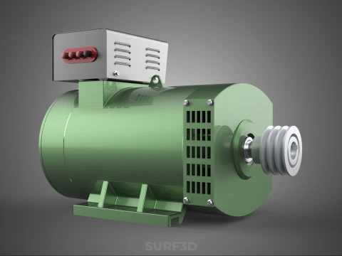 ELECTRICAL GENERATOR MOTOR ALTERNATOR DYNAMO TERMINAL BOX PULLEY 3D Model