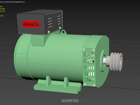 ELECTRICAL GENERATOR MOTOR ALTERNATOR DYNAMO TERMINAL BOX PULLEY 3D Model