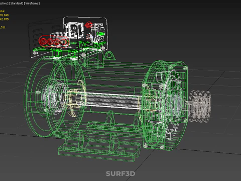 ELECTRICAL GENERATOR MOTOR ALTERNATOR DYNAMO TERMINAL BOX PULLEY 3D Model