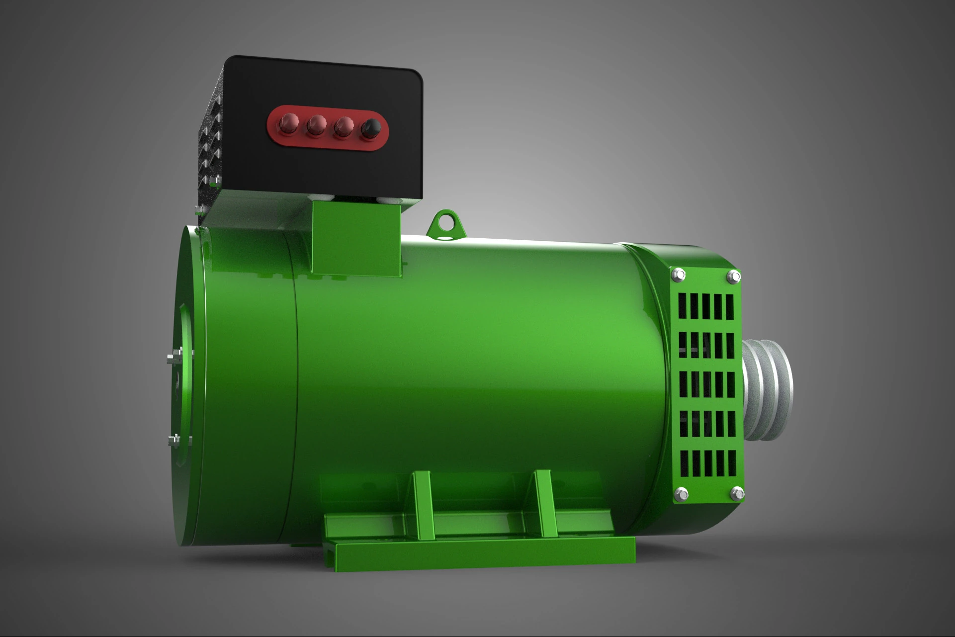 GREEN TURBINE GENERATOR MOTOR ALTERNATOR DYNAMO GENSET PULLEY KW 3D Model .c4d .max .obj .3ds .fbx .stl .blend 