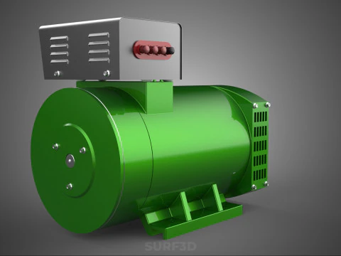 GREEN TURBINE GENERATOR MOTOR ALTERNATOR DYNAMO GENSET PULLEY KW 3D Model
