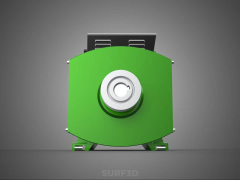 GREEN TURBINE GENERATOR MOTOR ALTERNATOR DYNAMO GENSET PULLEY KW 3D Model