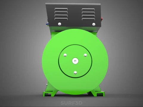 GREEN TURBINE GENERATOR MOTOR ALTERNATOR DYNAMO GENSET PULLEY KW 3D Model