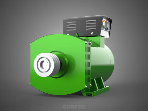 GREEN TURBINE GENERATOR MOTOR ALTERNATOR DYNAMO GENSET PULLEY KW 3D Model