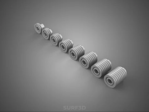 COLLECTION STANDARD PULLEY SHEAVE MULTI GROOVE TRACK WHEEL DRIVE 3D Model