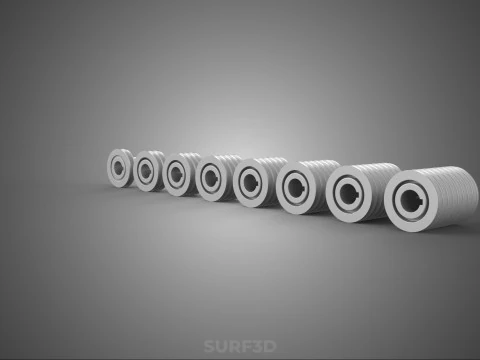 COLLECTION STANDARD PULLEY SHEAVE MULTI GROOVE TRACK WHEEL DRIVE 3D Model