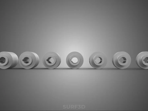 COLLECTION STANDARD PULLEY SHEAVE MULTI GROOVE TRACK WHEEL DRIVE 3D Model
