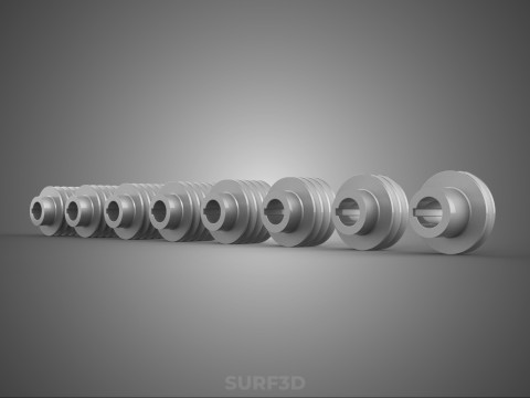 कलेक्शन स्टैंडर्ड पुली शेव मल्टी ग्रूव ट्रैक व्हील ड्राइव 3D मॉडल