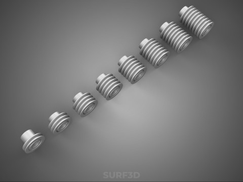 कलेक्शन स्टैंडर्ड पुली शेव मल्टी ग्रूव ट्रैक व्हील ड्राइव 3D मॉडल