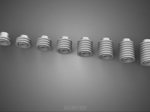 कलेक्शन स्टैंडर्ड पुली शेव मल्टी ग्रूव ट्रैक व्हील ड्राइव 3D मॉडल