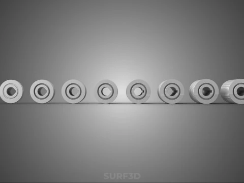 COLLECTION STANDARD PULLEY SHEAVE MULTI GROOVE TRACK WHEEL DRIVE 3D Model