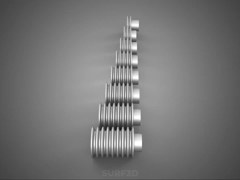COLLECTION STANDARD PULLEY SHEAVE MULTI GROOVE TRACK WHEEL DRIVE 3D Model