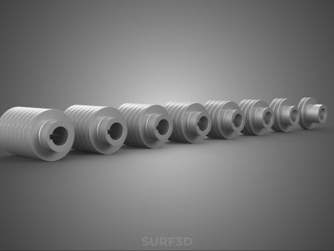 VARIOUS GROOVE PULLEY SHEAVE MULTI TRACK WHEEL DRIVE V BELT GEAR 3D Model