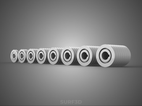 VARIOUS GROOVE PULLEY SHEAVE MULTI TRACK WHEEL DRIVE V BELT GEAR 3D Model